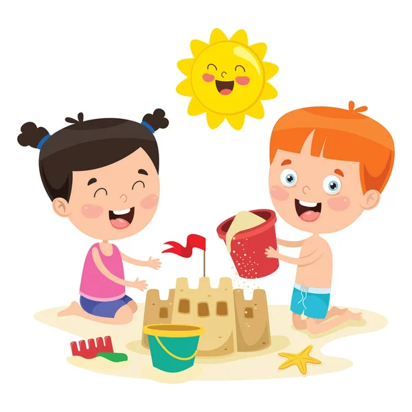 Ilustração Vetorial Crianças Verão —  Vetores de Stock