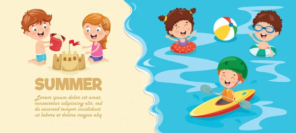Ilustração Vetorial Crianças Verão — Vetor de Stock