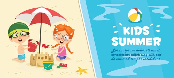 Vector Illustration Summer Children - Stok Vektor