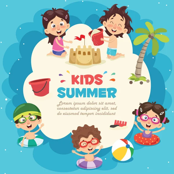 夏季儿童的矢量插图 — 图库矢量图片