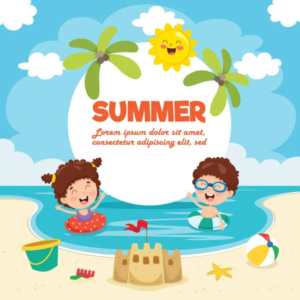 Yaz Çocukları Vektör İllüstrasyon