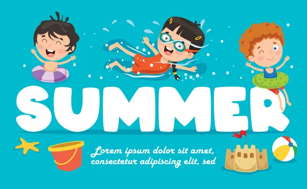 Vektor Illustration Sommar Barn — Stock vektor