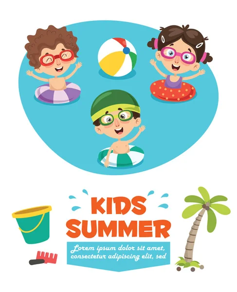 夏季儿童的矢量插图 — 图库矢量图片