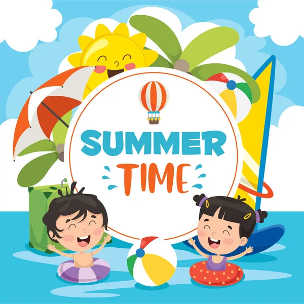 Yaz Çocukları Vektör İllüstrasyon