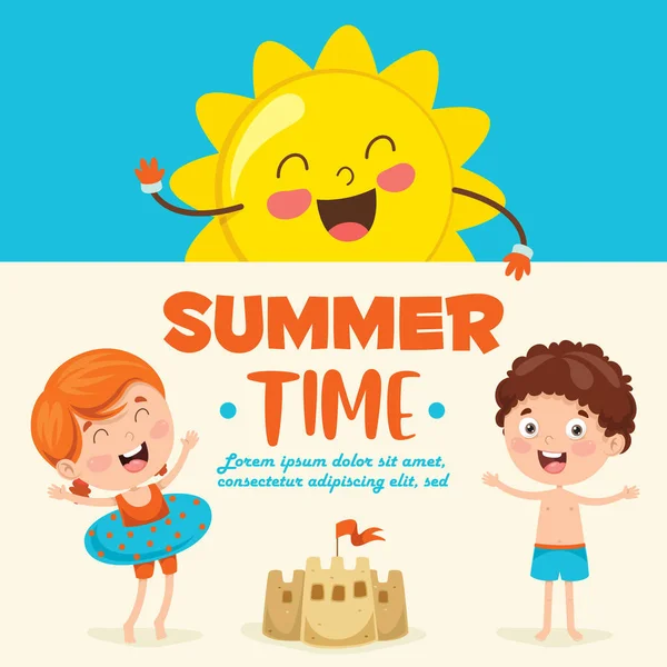 Yaz Çocukları Vektör İllüstrasyon