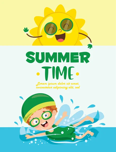 Vector Illustration Summer Children - Stok Vektor