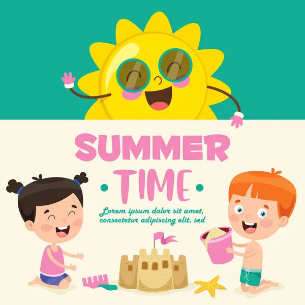 Vector Illustration Summer Children — Stock Vector