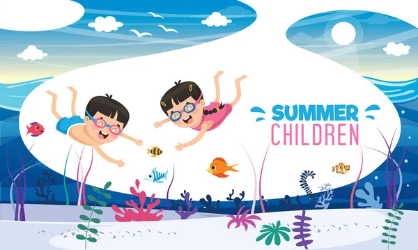 Yaz Çocukları Vektör İllüstrasyon