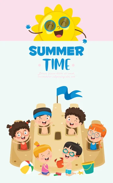 Ilustração Vetorial Crianças Verão —  Vetores de Stock