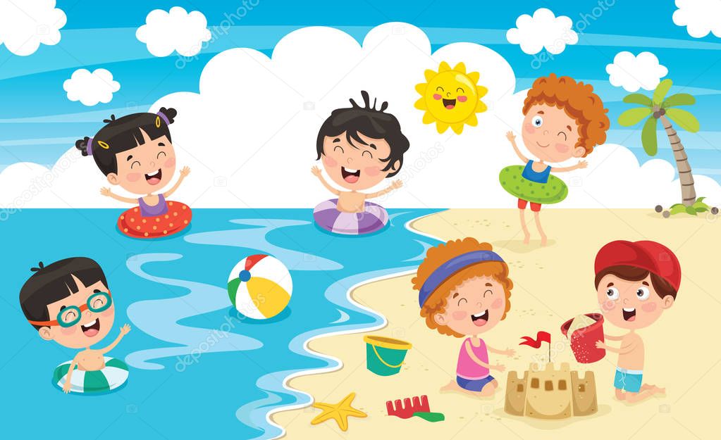 Vector Illustration Of Summer Children