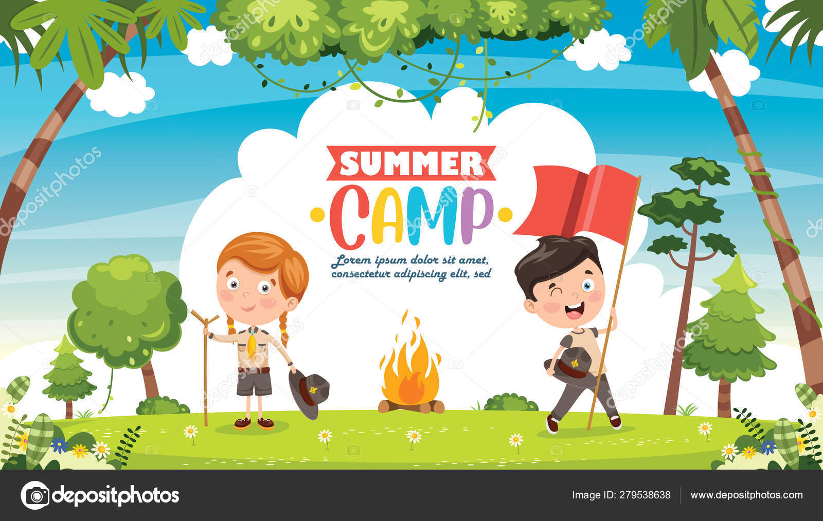 Vector Illustration Kids Summer Camp Stock Vector Image by ©yusufdemirci  #279538638