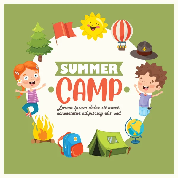 Illustration Vectorielle Camp Été Des Enfants — Image vectorielle
