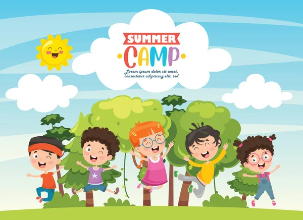 Vector Ilustración Campamento Verano Para Niños — Archivo Imágenes Vectoriales