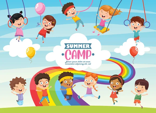 Vector Ilustración Campamento Verano Para Niños — Archivo Imágenes Vectoriales