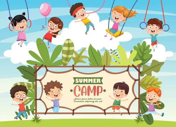 Illustration Vectorielle Camp Été Des Enfants — Image vectorielle