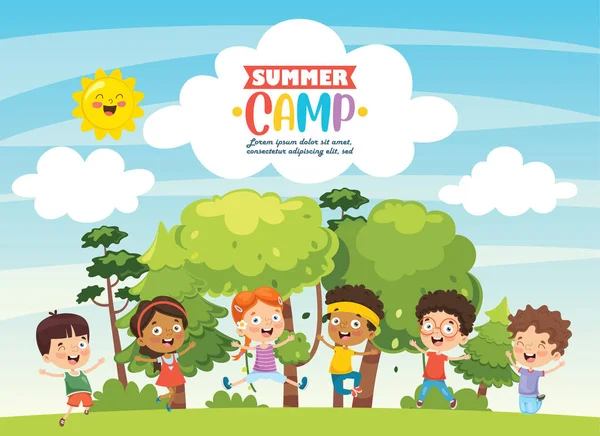 Vector Ilustración Campamento Verano Para Niños — Vector de stock