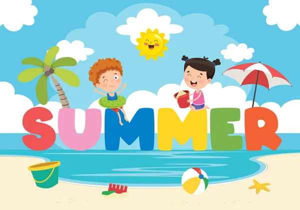 Vector Illustration Summer Holiday - Stok Vektor