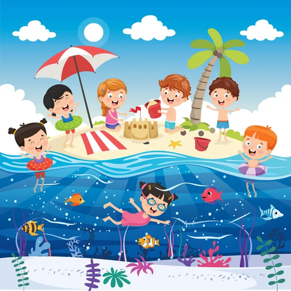 Ilustración Vectorial Vacaciones Verano — Vector de stock