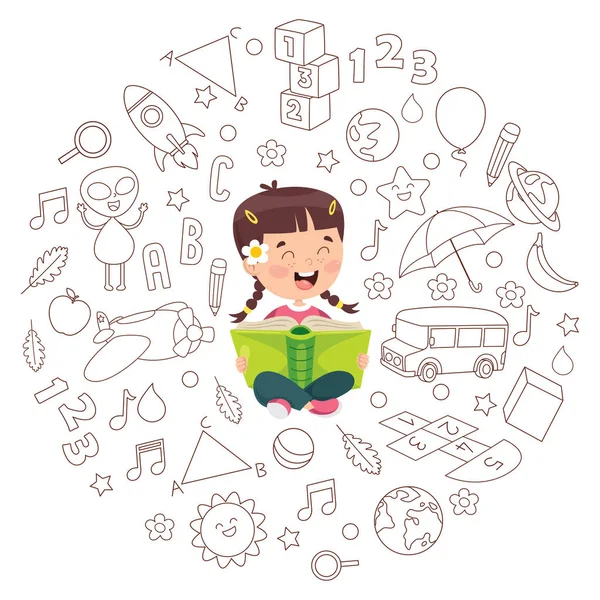 Ilustración Vectorial Educación Infantil — Vector de stock