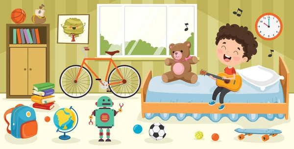 Kinder Haben Spaß Zimmer — Stockvektor