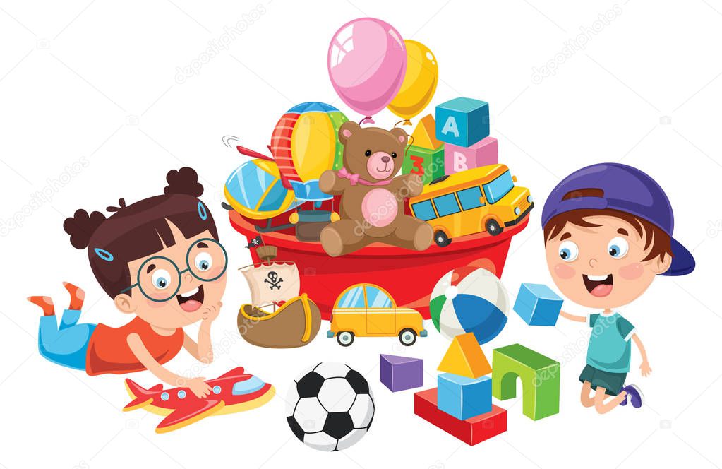 Kids Playing With Various Toys