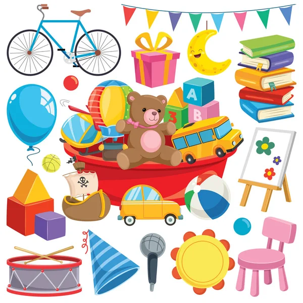 Collection Colorful Toys Objects — Stock Vector