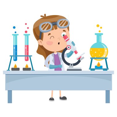 Little Student Doing Chemical Experiment