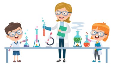 Little Students Doing Chemical Experiment