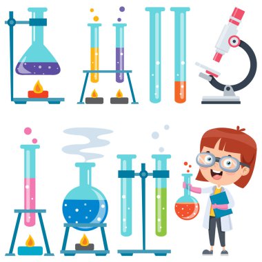Little Student Doing Chemical Experiment