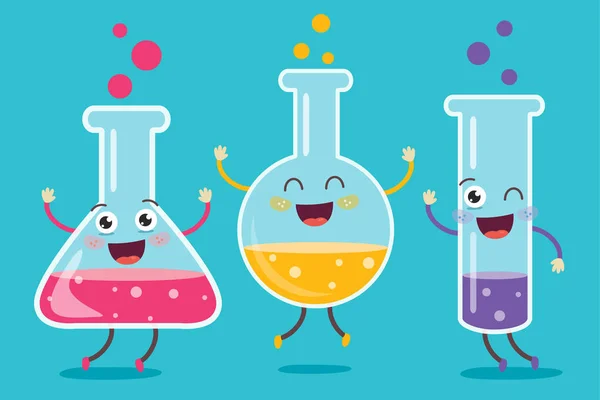 Μικροί Σωλήνες Που Κάνουν Χημικά Πειράματα — Διανυσματικό Αρχείο