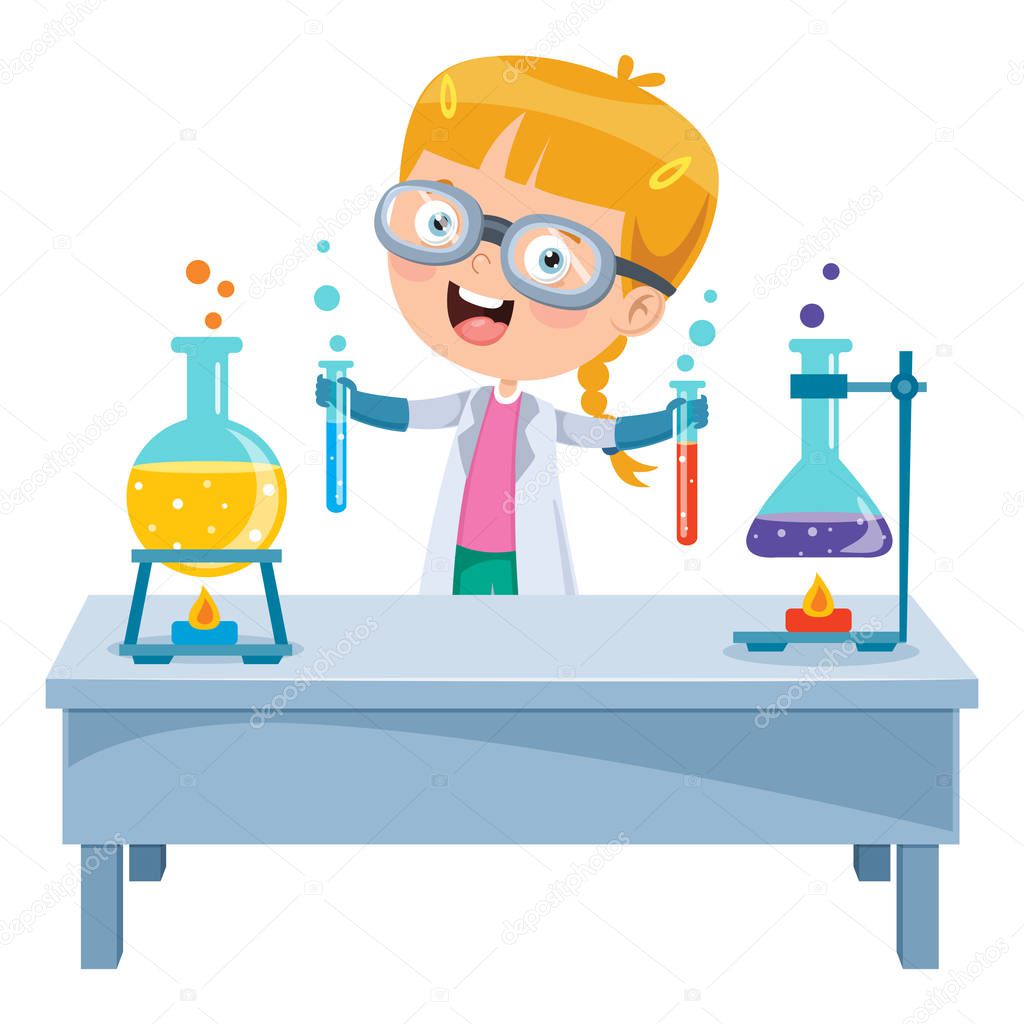 Little Student Doing Chemical Experiment
