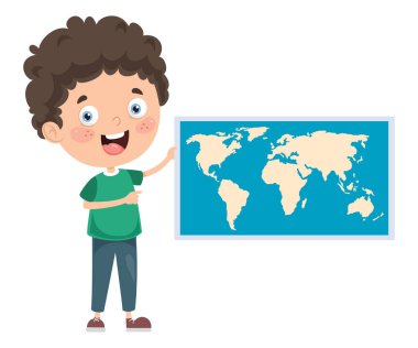 Coğrafya Çalışan Küçük Öğrenci