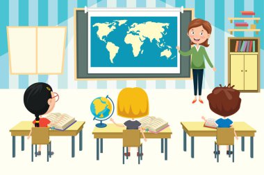 Coğrafya okuyan Küçük Öğrenciler