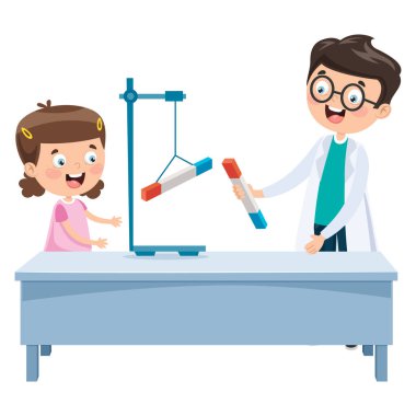 Küçük zeki öğrenci mıknatıs deneyimi