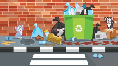 Çöp kutusu sokakta aşırı yüklendi