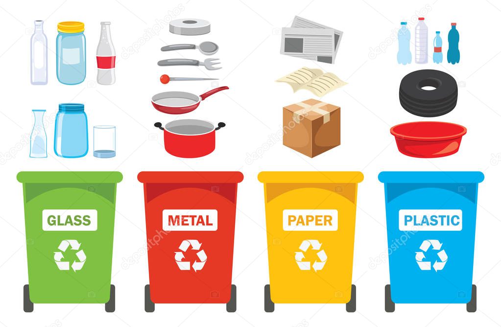 Recycle Bins For Plastic, Metal, Paper And Glass