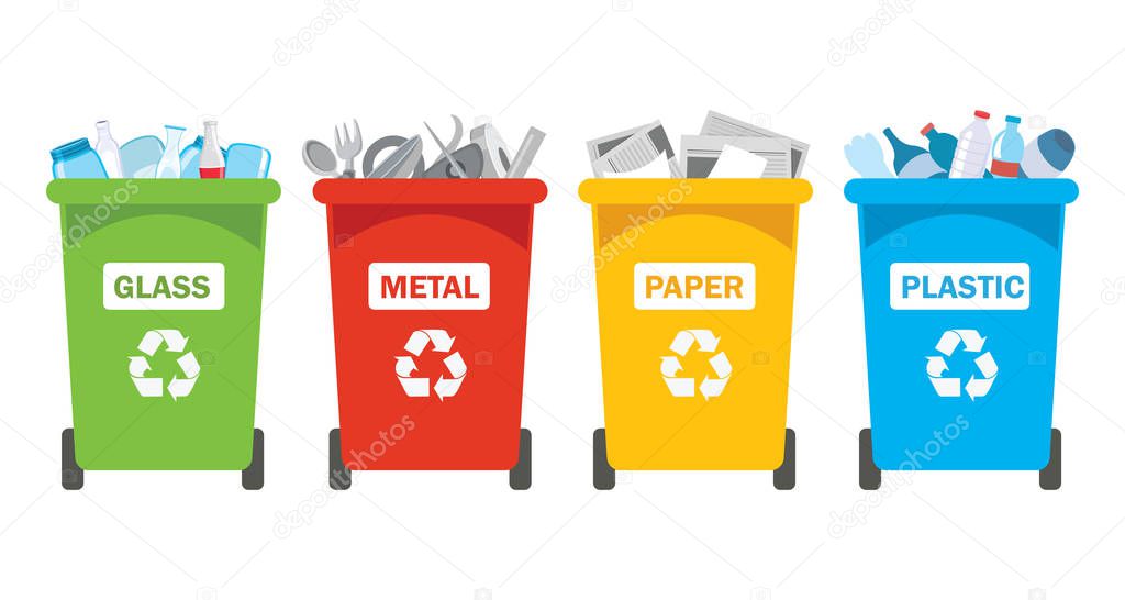 Recycle Bins For Plastic, Metal, Paper And Glass