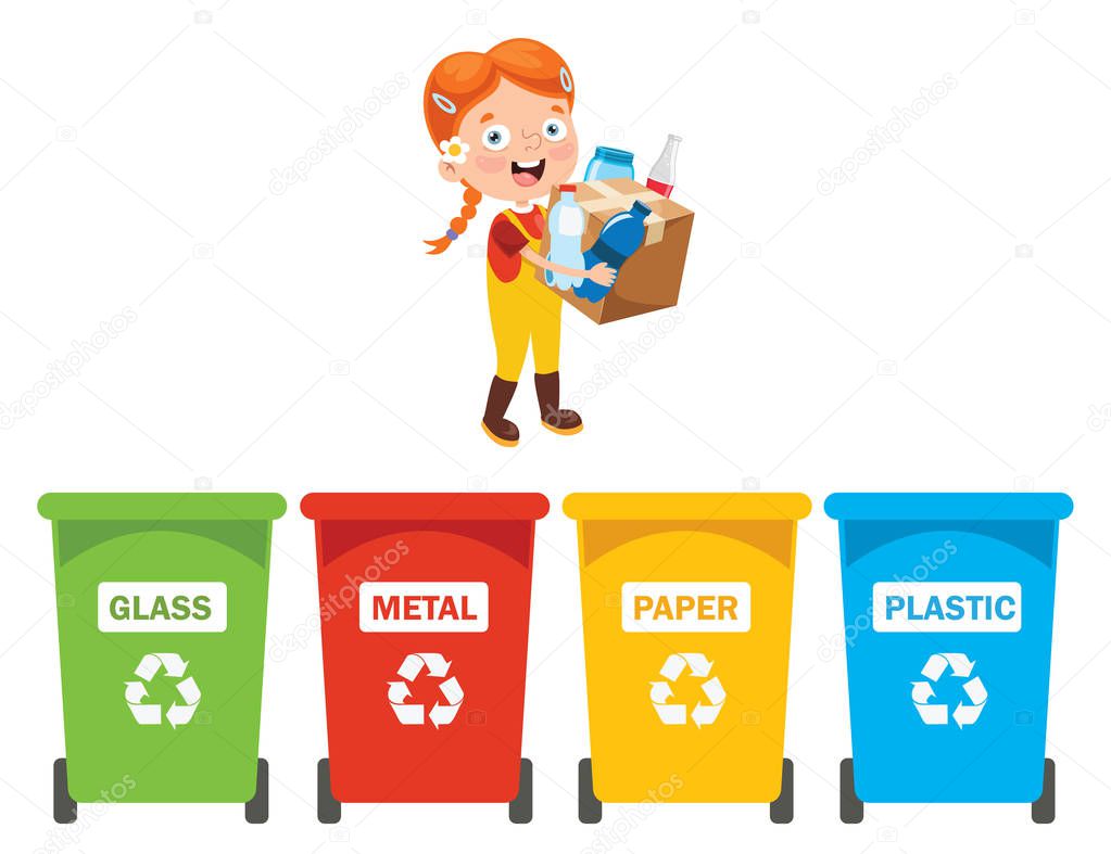 A Little Girl Recycling Garbage