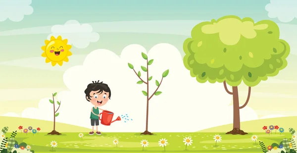 幼童园艺及种植 — 图库矢量图片