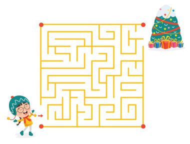 Çocuklar için Maze Oyun İllüstrasyonu