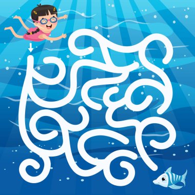 Çocuklar için Maze Oyun İllüstrasyonu