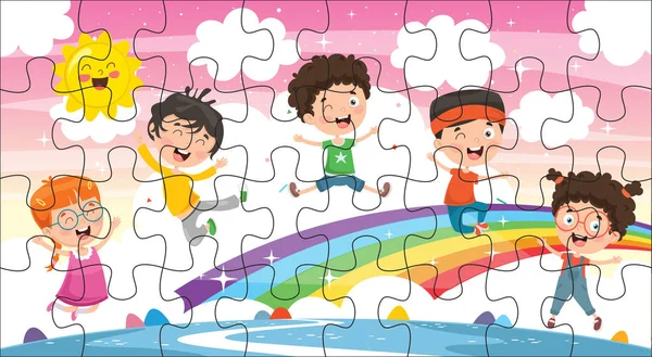 Puzzel Spel Illustratie Voor Kinderen Klaar Voor Pers — Stockvector