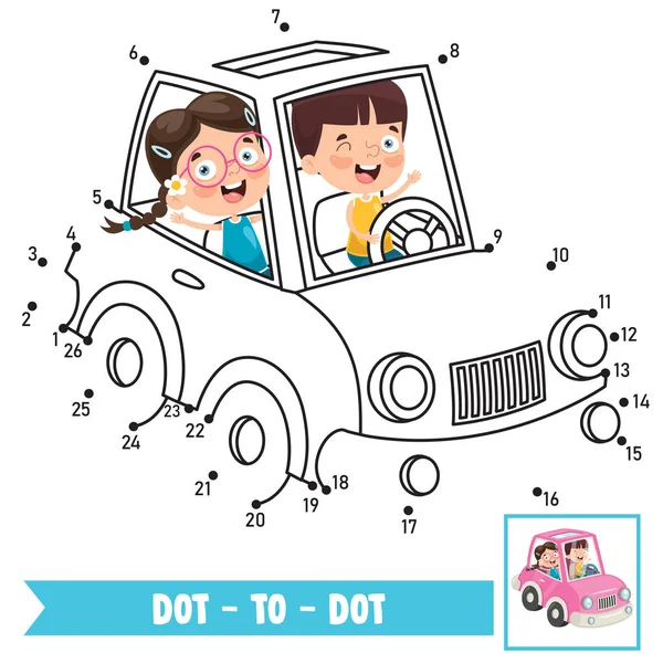 Εικονογράφηση Παιχνιδιού Dot Dot Για Την Εκπαίδευση Των Παιδιών — Διανυσματικό Αρχείο