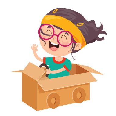 Mutlu Çocuk Karton Kostümlerle Oynuyor