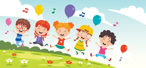 Glada Små Barn Som Har Roligt — Stock vektor
