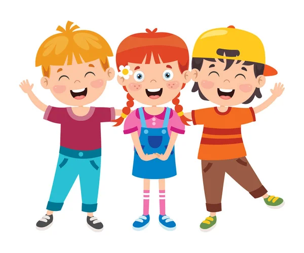 Szczęśliwe Małe Dzieci Dobrze Się Bawią — Wektor stockowy