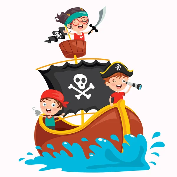 Симпатичные Маленькие Пиратские Дети — стоковый вектор