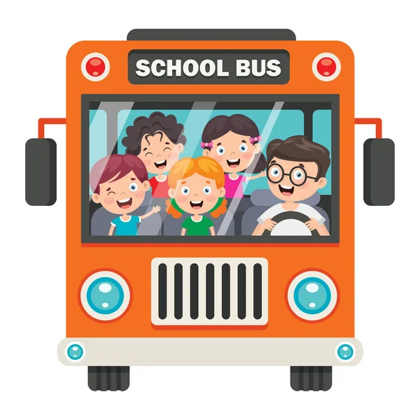 Щасливі Діти Шкільний Автобус — стоковий вектор
