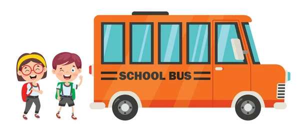 Щасливі Діти Шкільний Автобус — стоковий вектор