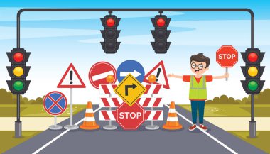 Concept Design With Traffic Signs clipart